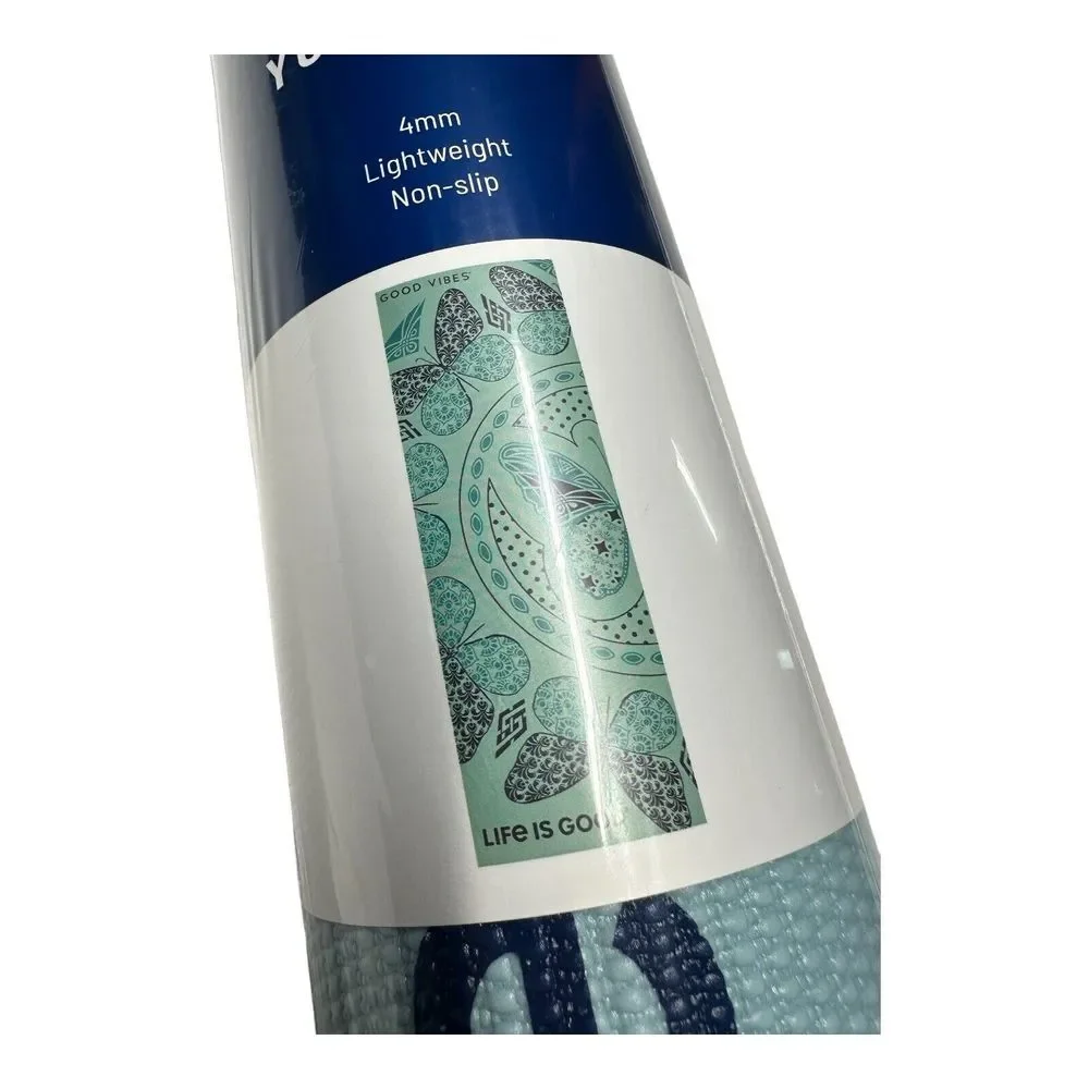LIFE IS GOOD PAISLEY BUTTERFLIES REVERSIBLE YOGA EXERCISE MAT 68
